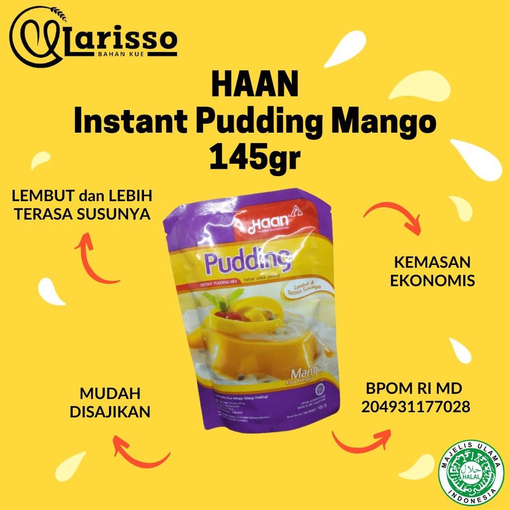 

HAAN INSTANT PUDDING MANGO 145GR POUCH PREMIX PUDDING RASA MANGGA