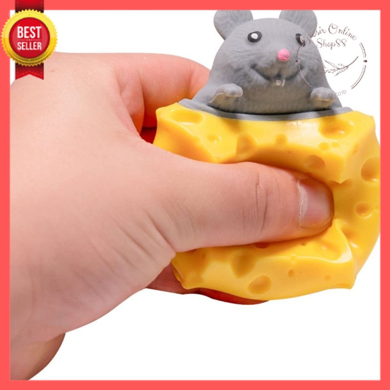 GOS -B413- Mainan Squishy Tikus Keju - Squishy Karet Silikon - Mainan Squishy Pencet - Tikus Keju Mainan Anak Karet