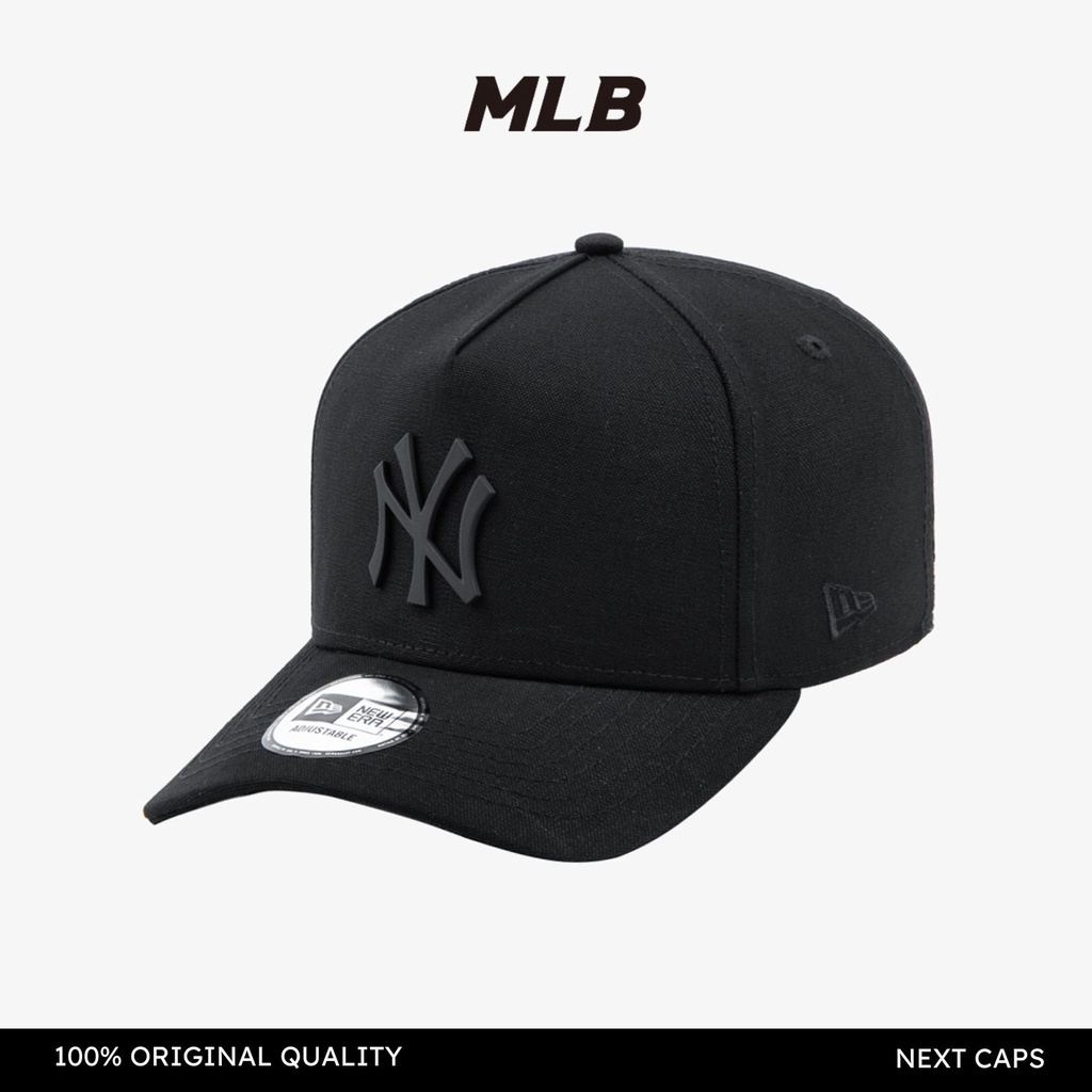 MLB Metal Badge New York Yankees K Frame Ball Cap Black on Black NY NE - Topi Pria Full Black Baseba