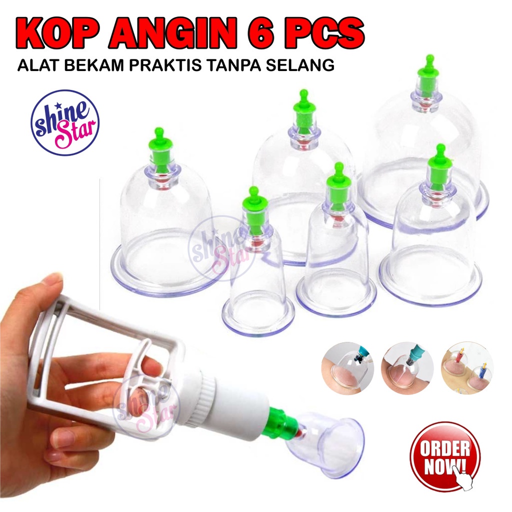 Kop Angin Bekam Alat Bekam Lengkap Kongsui Isi 6 Tabung - Alat Cop Masuk Angin Cupping Therapy Kit / Mengobati Masuk Angin