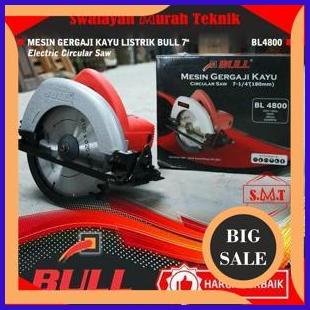 tools Mesin Gergaji Kayu Listrik BULL BL4800 7 inchi Circular Saw Electric Red 1F3B23