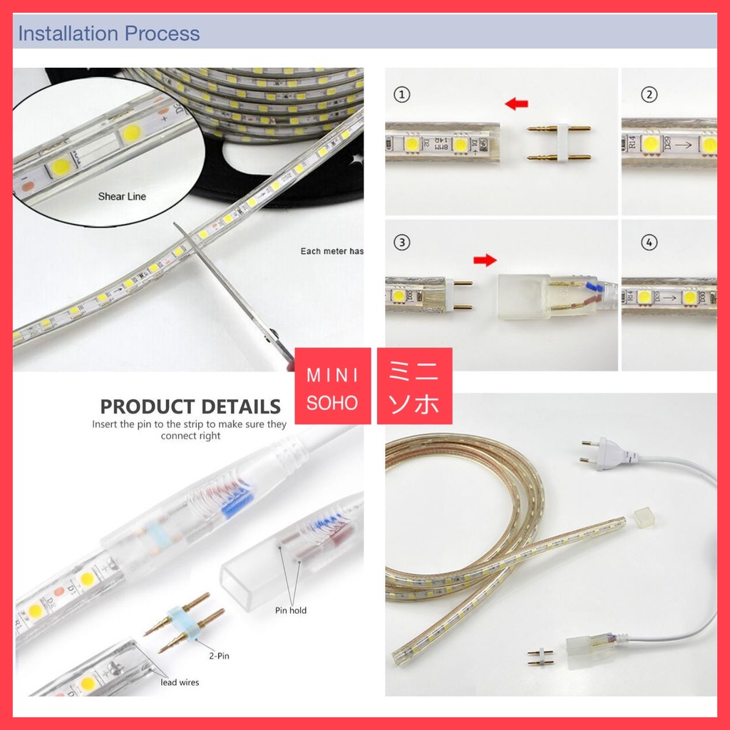 LED Strip Selang SMD 2835 120LED 180LED AC 220V Meteran Per Meter Outdoor / Indoor Lampu Hias