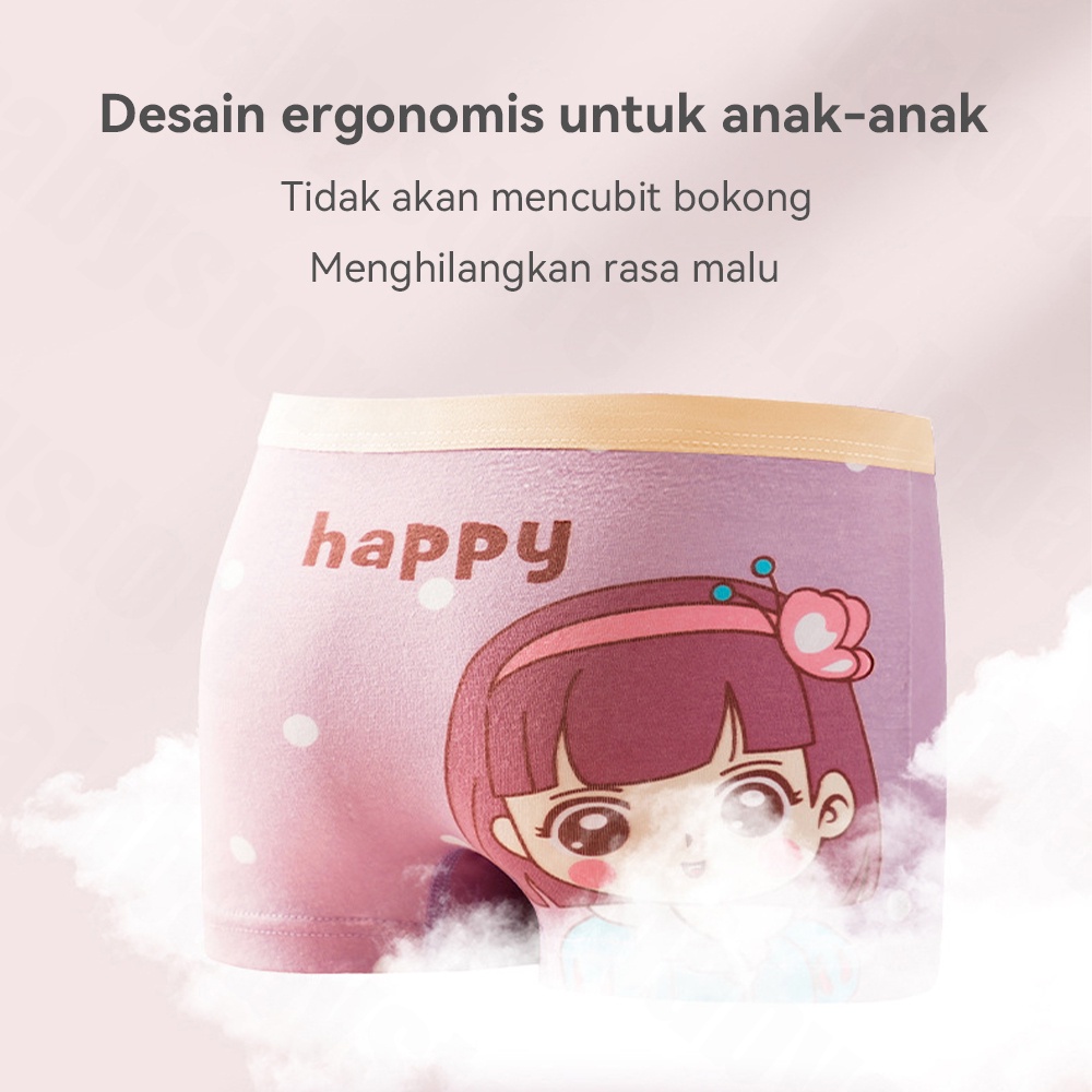 Halobaby Celana Dalam Anak Perempuan 4 in 1/Anak Perempuan Boxer/Celana Kolor Anak Perempuan