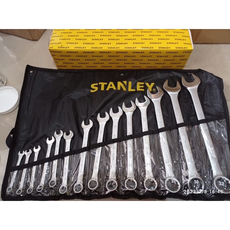 Stanley 14pcs Kunci ring pas set 8-32 mm kunci pas ring set 14pcs 8-32 STANLEY