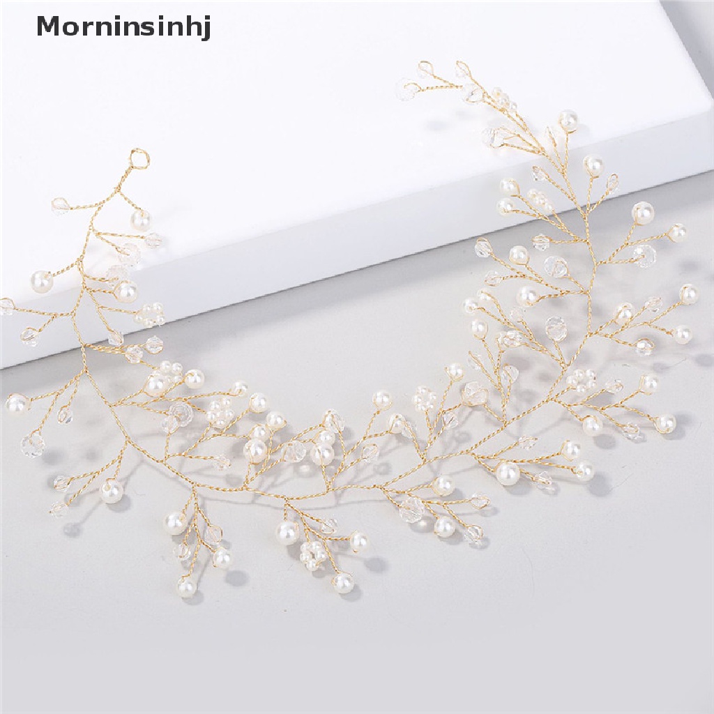 Mornin Fashion Kristal Bando tiara Pengantin Wanita Handmade Simulasi Mutiara Pengantin Pernikahan id