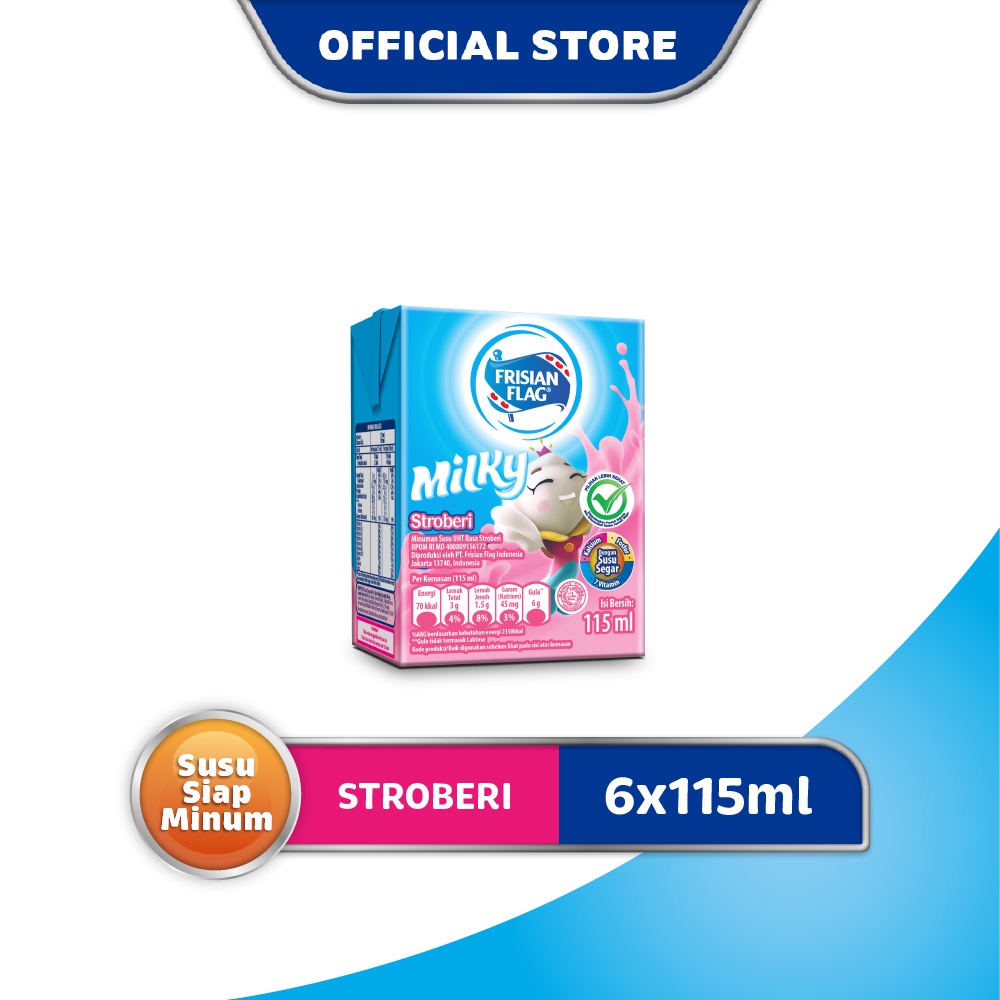 

Frisian Flag UHT Milky Stroberi 115ml (6pcs) Multipack