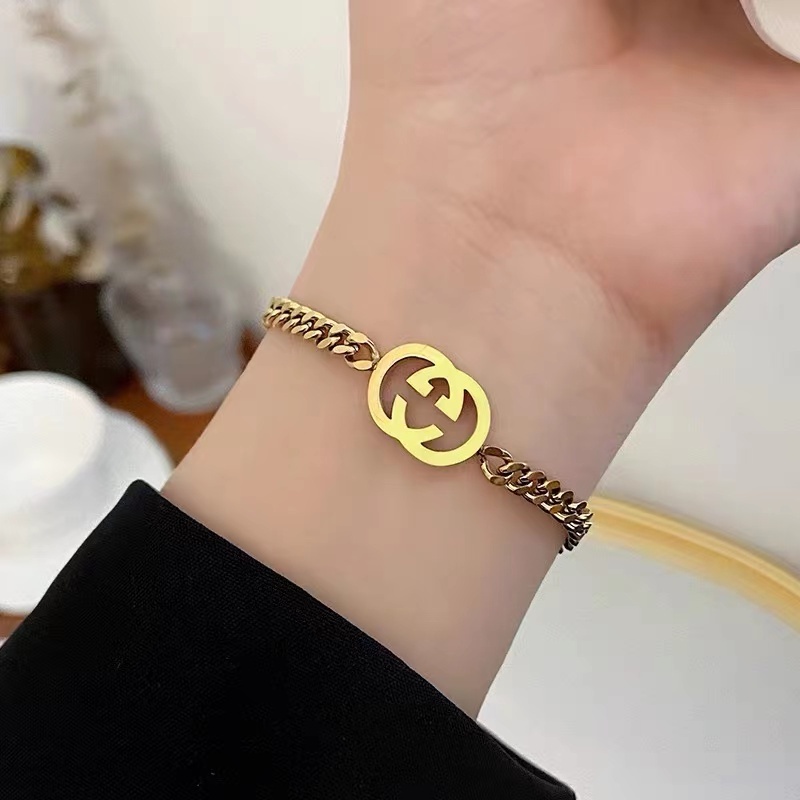 Gelang Bahan Titanium Steel Model Double G Untuk Wanita