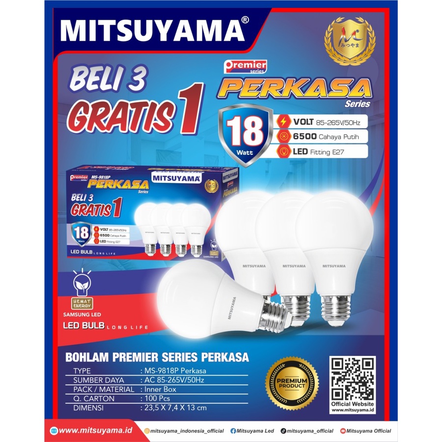 Barangunik2021 - Bohlam LED Bulb Premier series Perkasa Mitsuyama Buy 3 Get 1 MS-98xxP