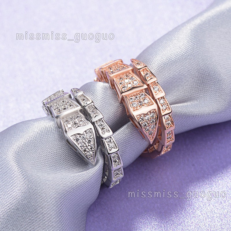 Cincin Jari Telunjuk Model Terbuka Desain Ular | Cincin Berlian | Cincin Pasangan Untuk Pria / Wanita | Kotak Hadiah Untuk Hadiah