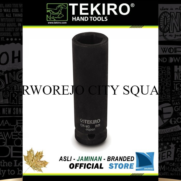 Special Kunci Sok 12 mm PANJANG Hitam Stang 1/2" inch 6 PT Deep Impact TEKIRO