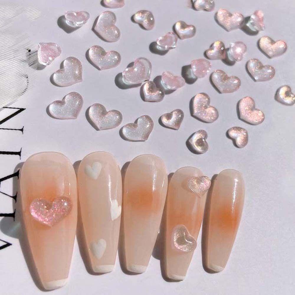 Mxbeauty Jantung Dekorasi Kuku Wanita Pesona Kuku Mata Kucing Kuku Rhinestones Manikur Aksesoris Nail Art Perhiasan 3D Naill Art Drills