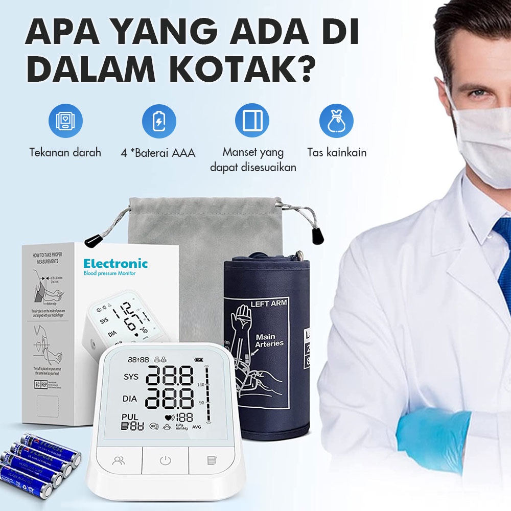 Elektronik Sphygmomanometer Tekanan Darah Digital Rumah Monitor Tekanan Darah Lengan Atas FDA CE Bersertifikat Tensimeter Digital Otomatis Dengan Suara