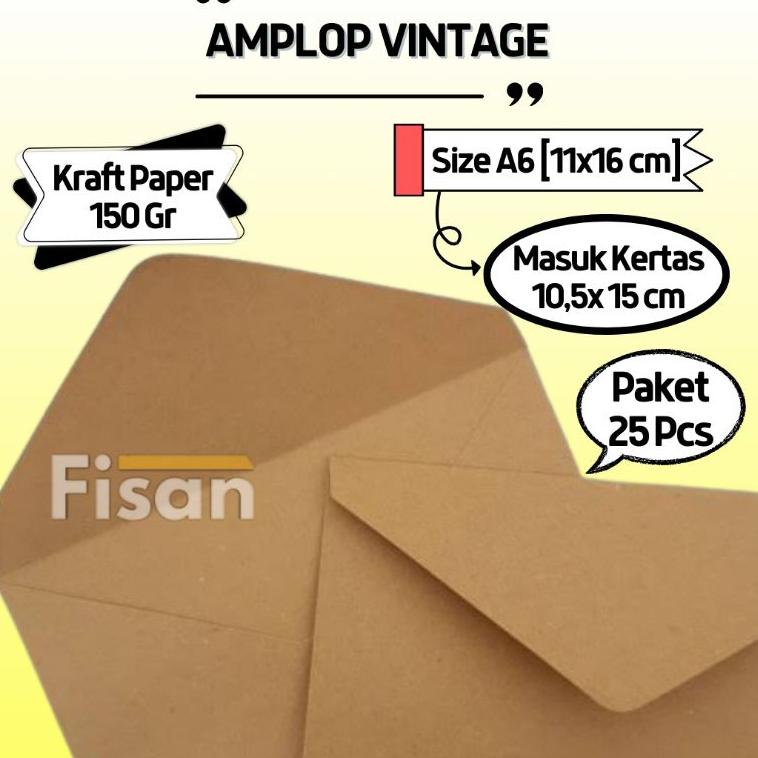 

N79 25 Pcs Amplop Vintage Kraft A6 11x16 cm PRODUK KEREN ㅔ