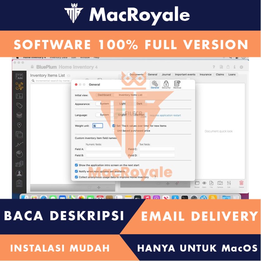[MacOS] Home Inventory Full Version Lifetime Full Garansi
