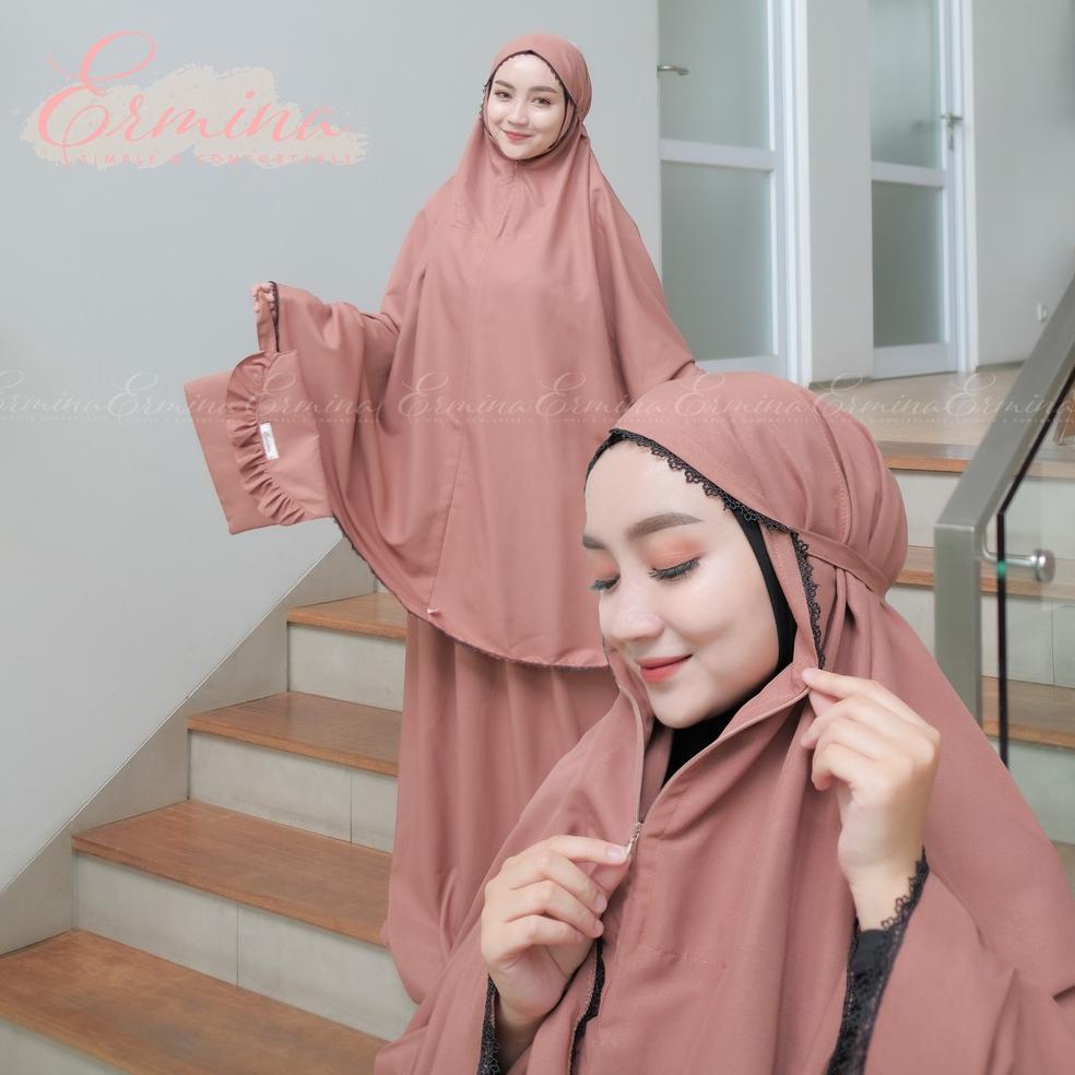 TERBARU Ermina Mukena Dewasa 2 in 1 Katun Premium Traveling