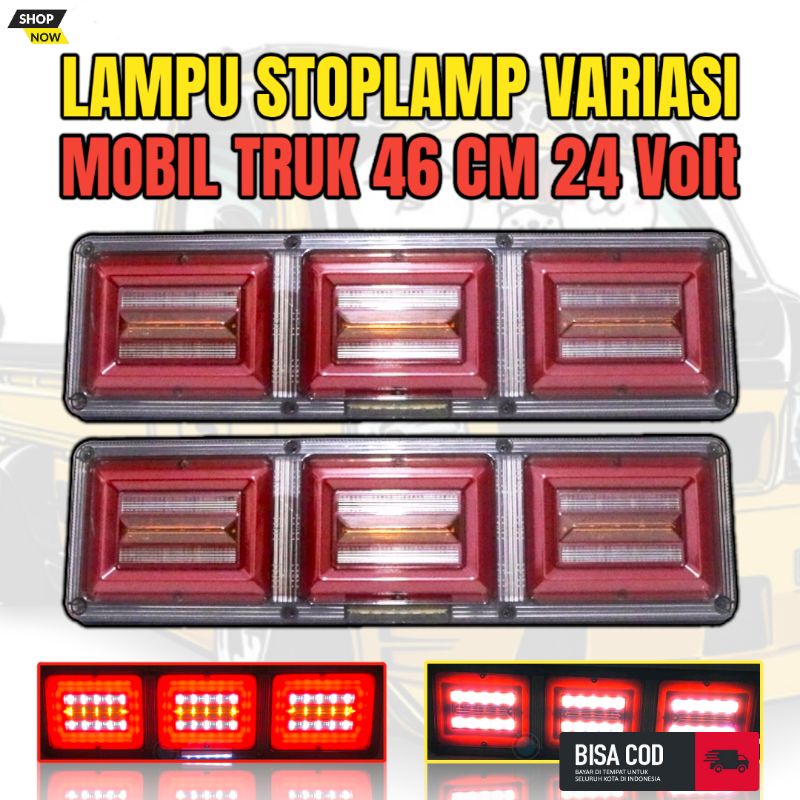 Sepasang Lampu Stoplamp Stop Lamp Rem Led Mobil Variasi Truk Truck Canter 24 Volt