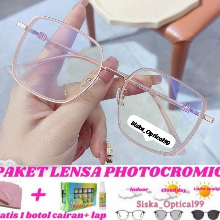 TERMURAH Frame Kacamata Photocromic | Kacamata Minus Anti Radiasi | Kacamata Wanita 2809