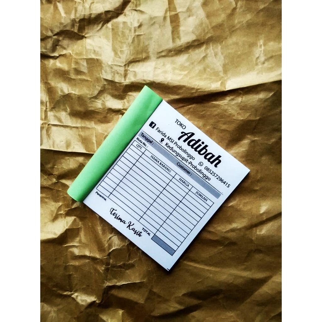 

(1/6 FOLIO )NOTA CUSTOM,KWITANSI,SURAT JALAN,FAKTUR FREE DESAIN & PERPORASI