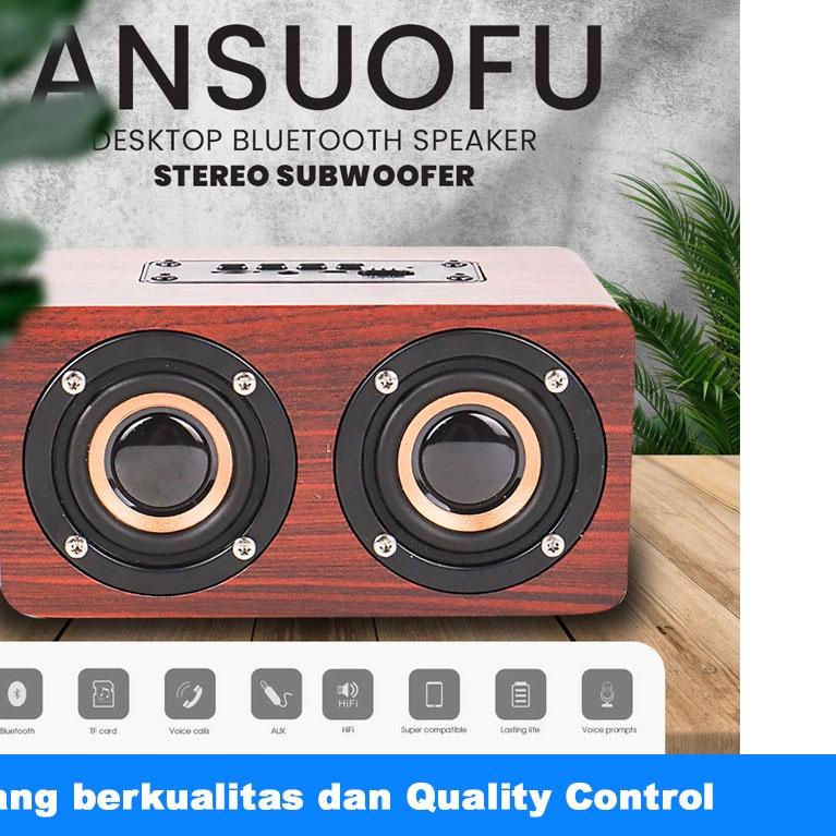 ℗ Speaker Bluetooth Stereo Subwoofer - Speaker Portable - Wood Materials - W5 ➩