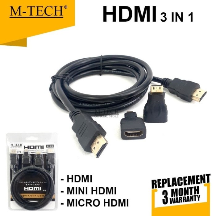 M-Tech Kabel HDMI 3 in 1 (Mini HDMI - Micro HDMI - HDMI)