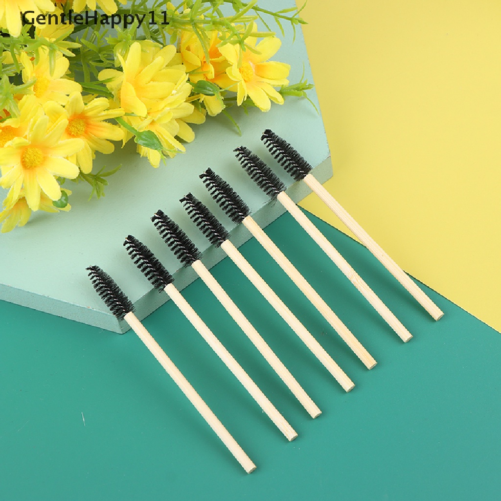 Gentlehappy 50Pcs Sikat Bulu Mata Gagang Bambu Brush Makeup eyelash Extension Sikat Alis id