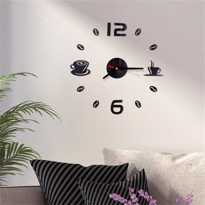 (BISA COD) FTIHSHP  Jam Dinding DIY Giant Wall Clock 40-70cm Coffee Bell - DIY-12