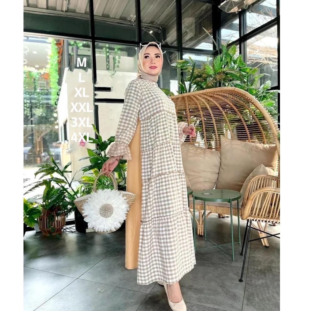 Product Terpopuler [Buy 3 Free Gold] Hazura Dress Viral Sampai Size JUMBO Muat BB 100 Kg