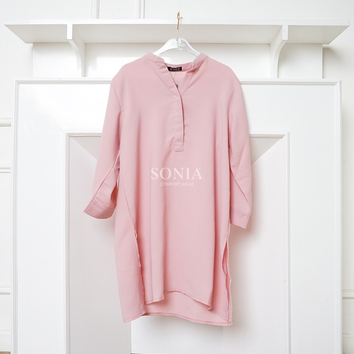 Gamis Set Emma Basic Tunik Premium Wanita B11940 / Tunik Midi Polos Wanita SONIA - Pastel Pink, M W4