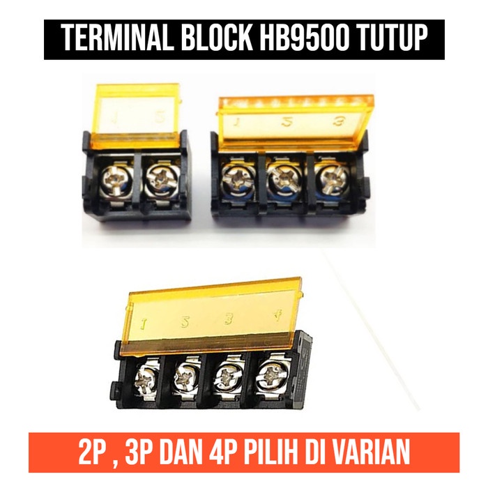 Terminal Blok Block 2P 3P 4P 2 3 4 Pin HB9500 Connector Konektor 9.5mm