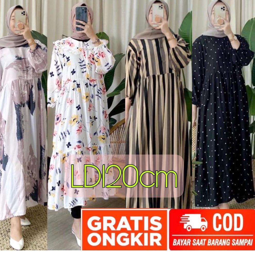 LANGSUNG ATC Midi dress/ midi dress rayon/ midi dress jumbo/ midi dress muslim / Dress muslimah / mi