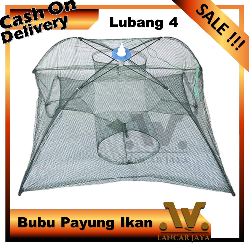 Jaring Ikan Bubu Payung 4 Lubang Jebakan Perangkap Udang ikan Kepiting Model Payung