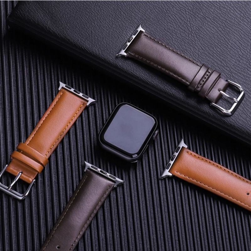 Strap Watch Kulit Leather Coklat Hitam SmartWatch 44 42 40 38mm  Ultra T900