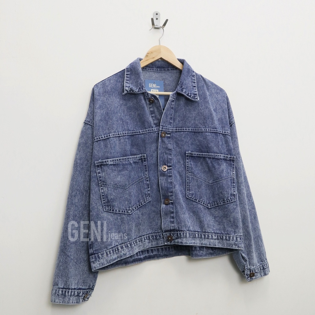 Oversize bear champ jacket jeans wanita by Genijeans