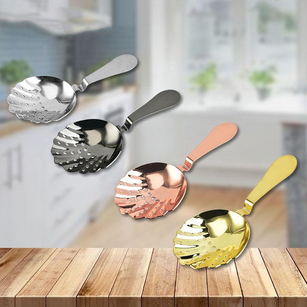 [Elegan] Julep Bar Saringan Dapur Cepat Tiriskan Stainless Steel Shell Shaped Barware Es Batu Filter