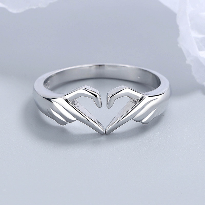 Romantis Tangan Dari Jantung Cincin Geometris Palm Cinta Gerakan Pasangan Fashion Rings Grosir Perhiasan Pasangan Pernikahan Rings