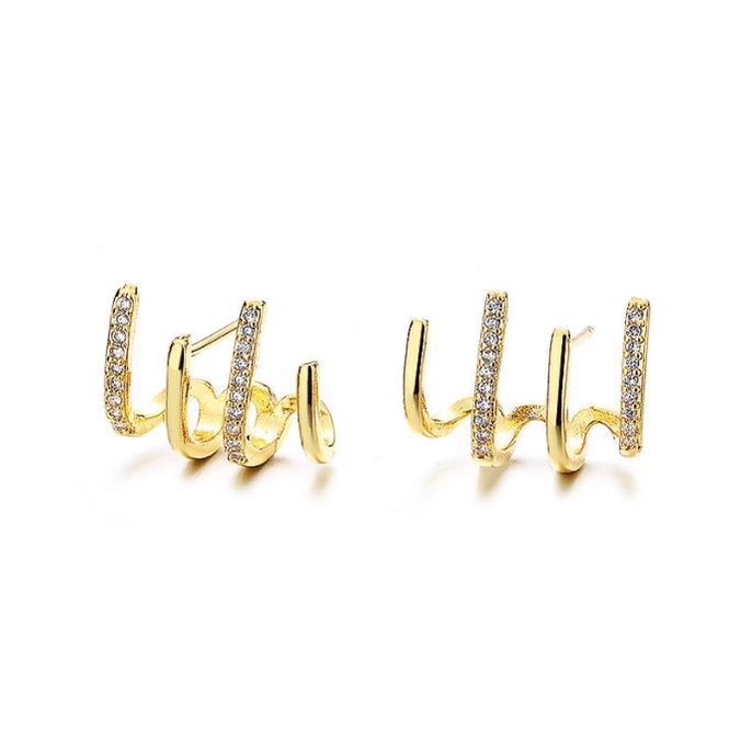 Goldkingdom Aksesoris Perhiasan Fashion Ready Stock Selebrietis Jaring Sederhana Telinga Baris Anting Perempuan Niche Desain Rasa2023Musim Semi Dan Musim Panas Pasang Baru Apa Empat Cakar Pejantan Rasa Senior