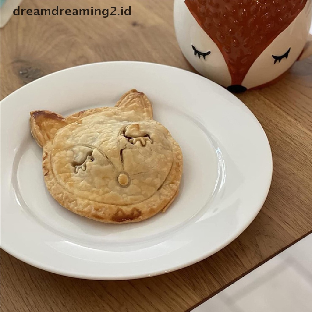 (dream) 1/2pcs Hand Pie Maker Mini Fox And Owl Dough Presser Lattice Pie Top Cutter Cetakan DIY Baking Pastry Alat Perlengkapan Dapur.