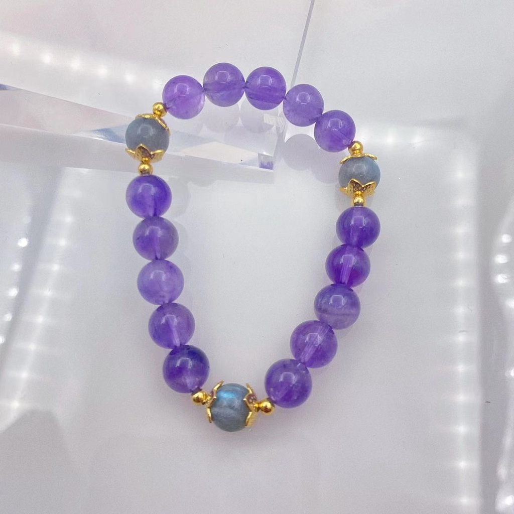 Gelang Kristal Energi Positif Natural Amethyst Moonlight Untuk Wanita