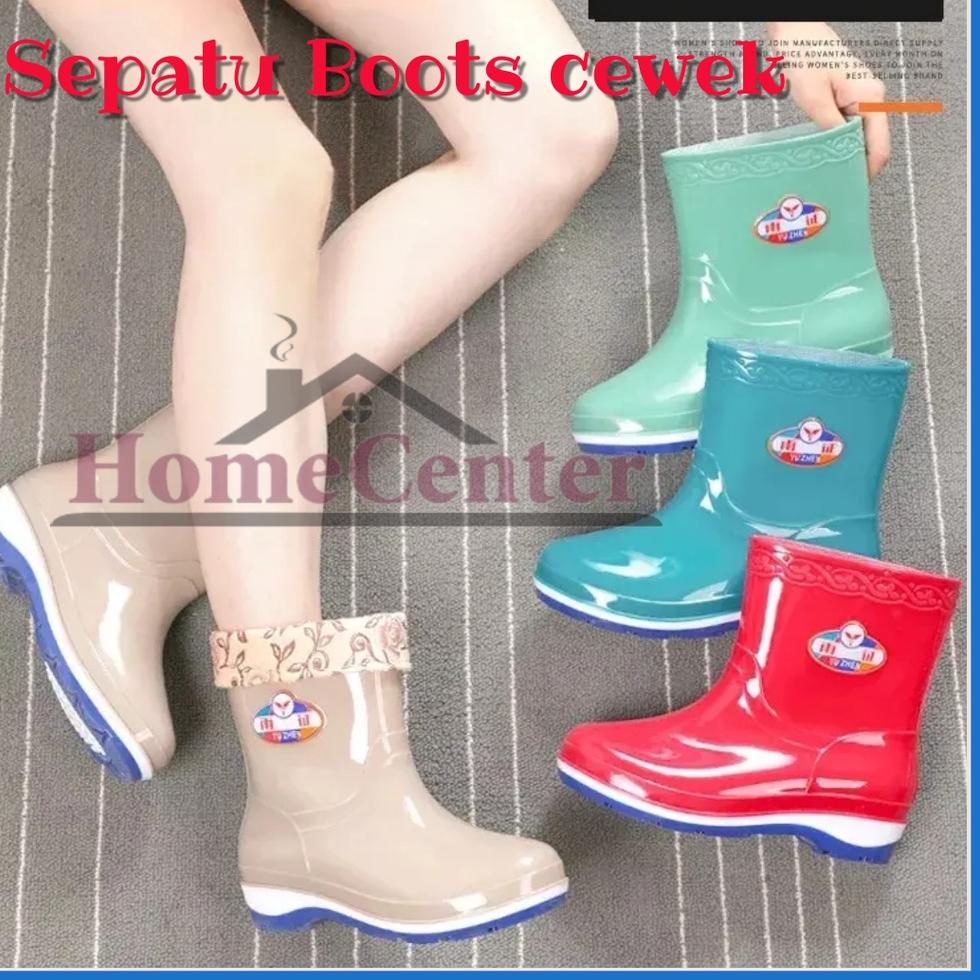 Murah Sepatu Boots Wanita Anti Air Sepatu hujan Boots hujan Sepatu Wanita Karet
