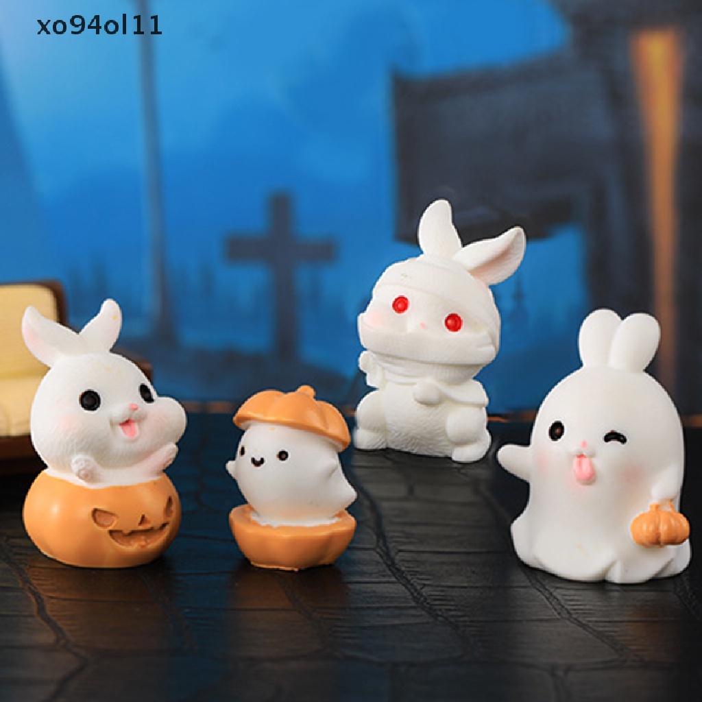 Xo 2023hadiah Tahun Baru Patung Miniatur Halloween Kelinci Mikro Lanskap Ornamen Dekorasi Indah Patung Kelinci Mini Peri Ornamen Taman Hewan Dekorasi Meja OL