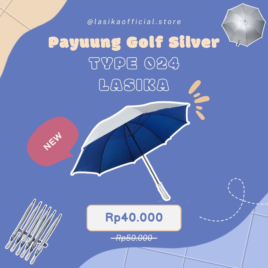 PAYUNG GOLF BESAR POLOS WARNA SILVER 024 LASIKA