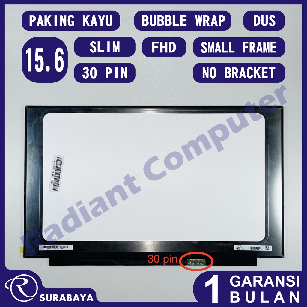 FHD LCD LED 15.6 Slim 30 pin 1920x1080 Small Frame Nano Edge Tanpa Bracket