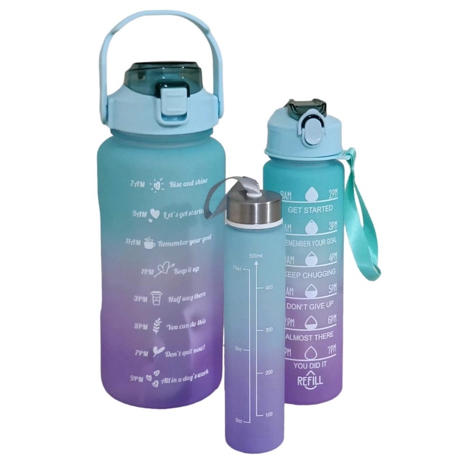 MARKASSHOP66 -- BOTOL VIRAL MOTIVASI GRADASI PELANGI 3IN1 2L+1L+300 ML BM266 1 SET/TIME