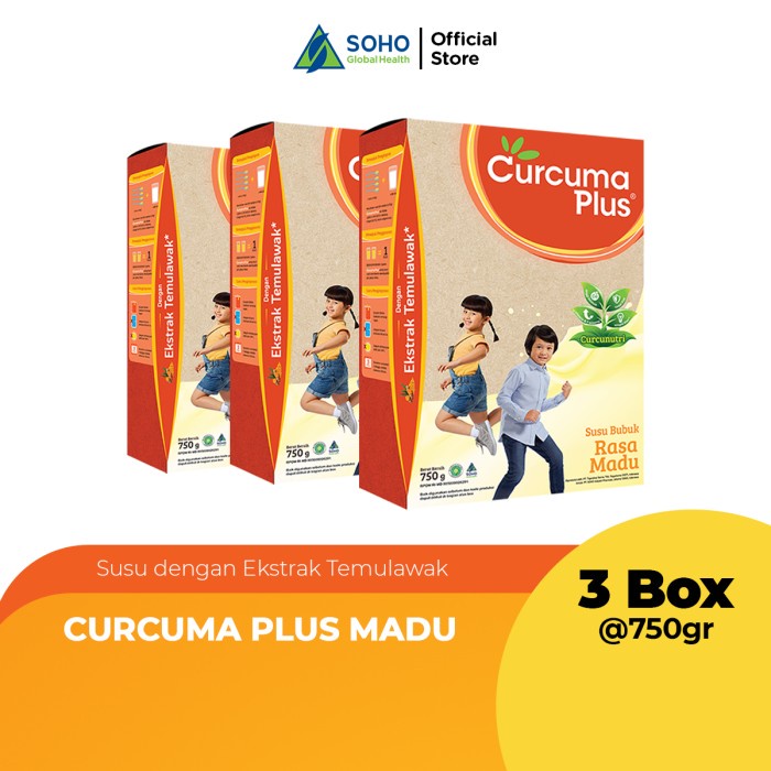 

[ COD ] Curcuma Plus Susu Bubuk Ekstrak Temulawak - Madu 750g - Pack Of 3 Box