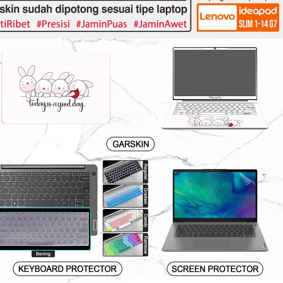 TerkiniGarskin Sticker Laptop Pelindung Screen Keyboard Protector Lenovo IdeaPad Slim 1-14 14ADA7 14ALC7 14AMN7 Gen 7 Gambar Full Body Silikon Bening Glossy£