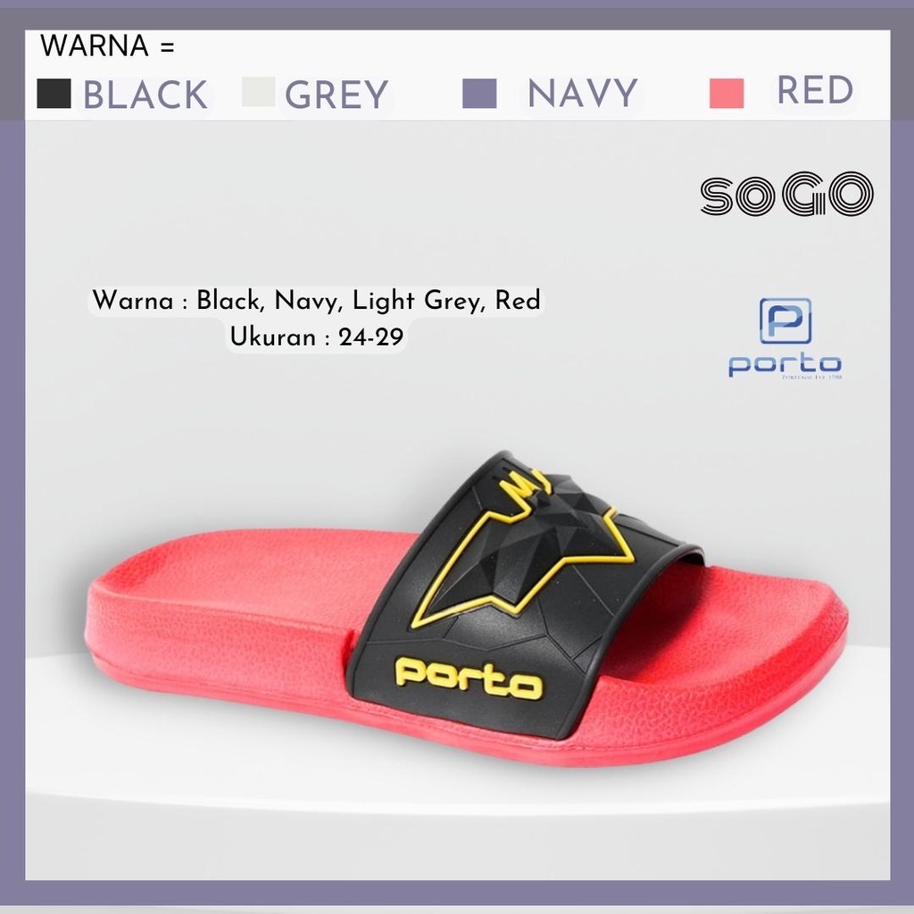 sogo Porto B4TM4N 1023K-12 Sandal Selop Anak Karakter Umur 3-5 Tahun Sandal Anak Laki-Laki Empuk