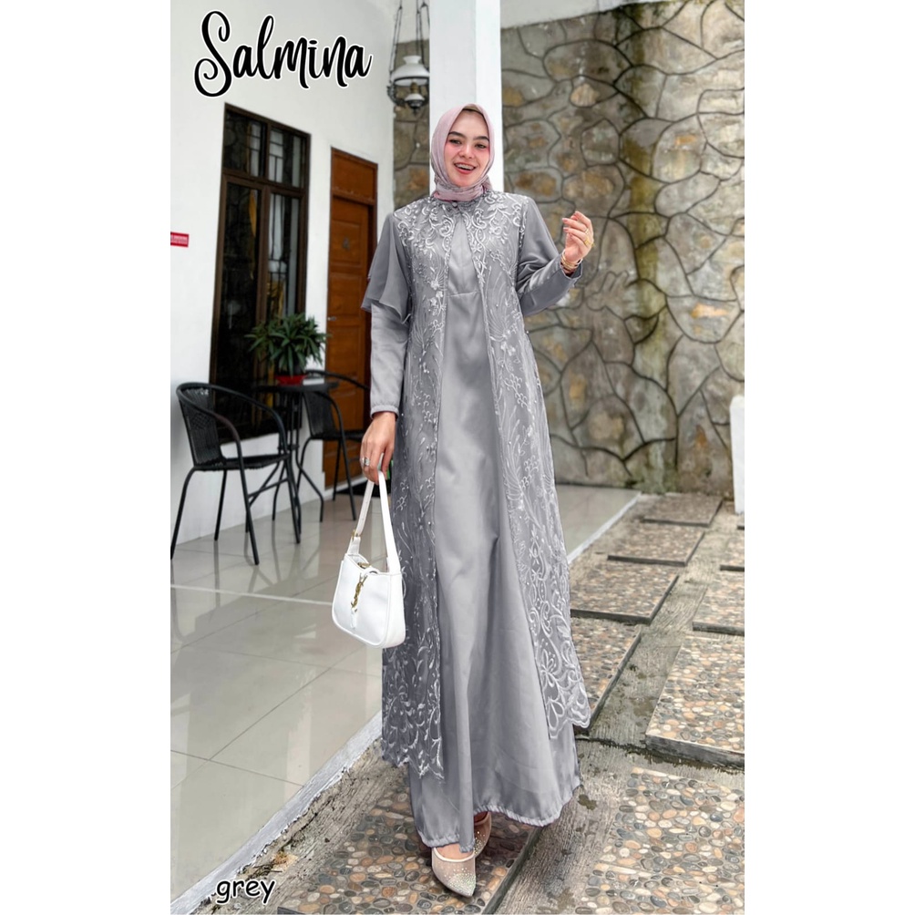 GAMIS PESTA KONDANGAN TULLE BORDIR SALMINA DRESS MEWAH MURAH