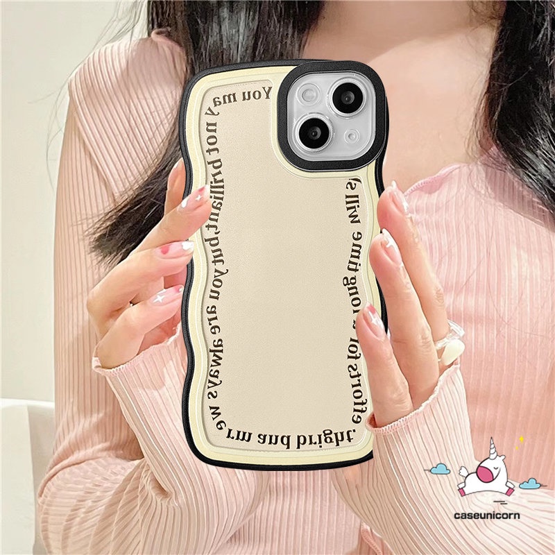 Untuk Xiaom Redmi 10C 12C 9A 1010a 9 9C 9T A1+Note10 11 Pro+10s Note9 8 11s 10 Pro Poco X3 Nfc M3 Mi 11T Ins Korea Huruf Sederhana Tepi Bergelombang Soft Case Dengan Cincin Bracket Dudukan