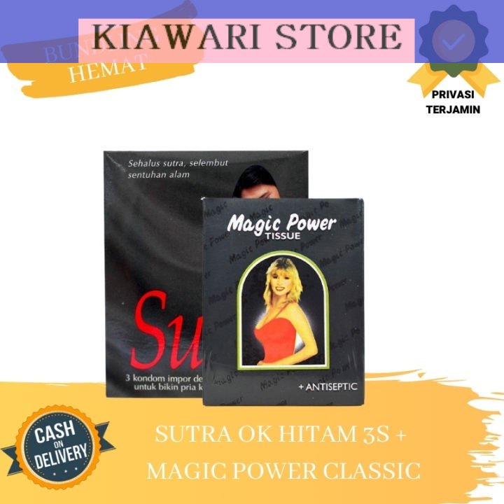 KIAWARI - ( PAKET ) Kondom Sutra OK Hitam 3s + Tisu Magic Power Classic 6s
