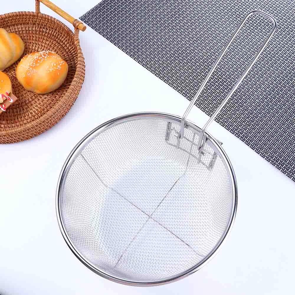 [Elegan] Keranjang Goreng Sayap Ayam Bawang Cincin Kentang Goreng Stainless Steel Dengan Pegangan Mesh Net Alat Masak